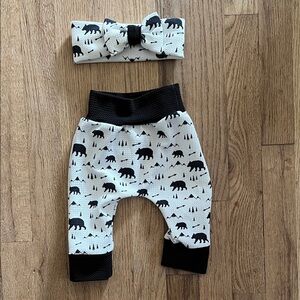 233 Designs Charming Bear Arrow Mountain Print Headband and Pants Set